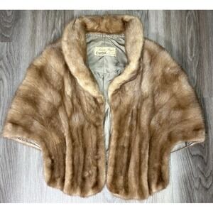 Natural Brown Mink Vintage EMBA Quality Capelet Shawl Jacket Art Deco Hollywood